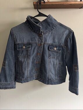 Girls' Cropped Denim Jacket in Dark Blue